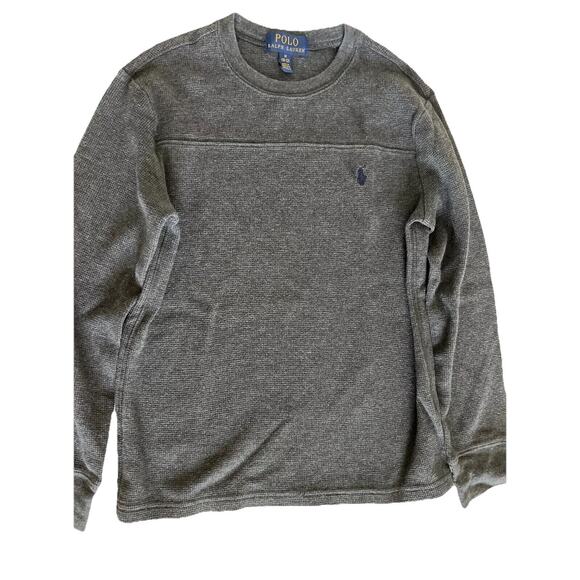 Polo Ralph Lauren Navy Waffle Knit Pullover Sweater Boys Youth Size M Dark Gray - Picture 1 of 6